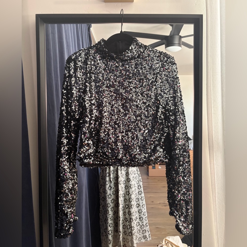 DKNY Black Sequin Top